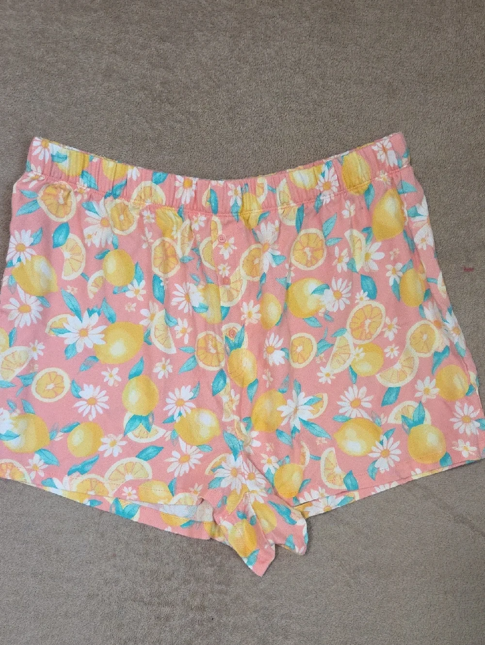 Arizona Body Women's Pink Lemon Print Elastic Waist Sleep Short- Size XL - Picture 1 of 3